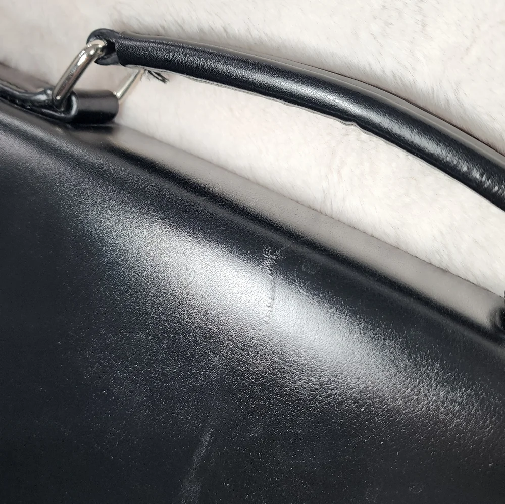 Classic Briefcase Laptop Computer Bag Documents Faux Leather Black 15x11x5